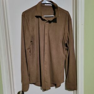 Zara Brown Suede Like Long Sleeve Top